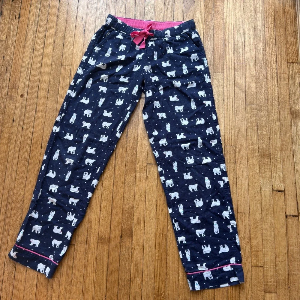Aerie Womens XS Polar Bear Print Pajama Pants Navy Blue Cotton Flannel Lounge